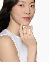 Petite Cable Ring in Sterling Silver with 14K Yellow Gold and Green Onyx, 2.8mm